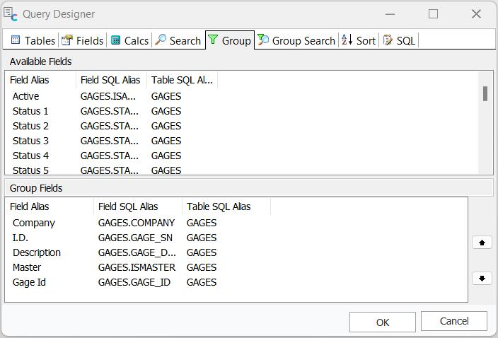 Query Designer - Group Tab
