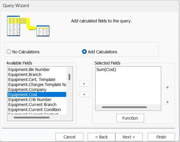 Query Wizard - Add Calculations