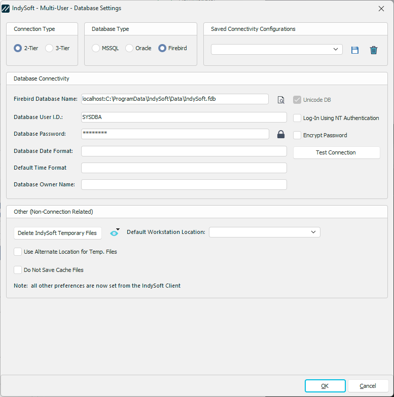 Database Settings - Database Connectivity - Firebird 2-Tier