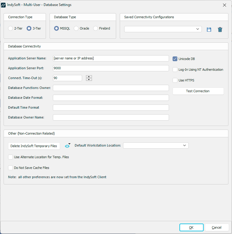 Database Settings - Database Connectivity - 3-Tier Clients