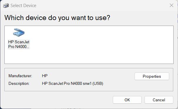 Select Scanner Source