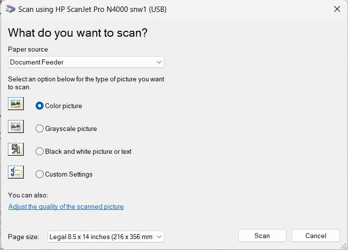 Scanning Source Settings