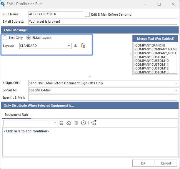 EMail Distribution Rule...Email Layout Option