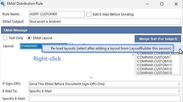 Re-load layouts