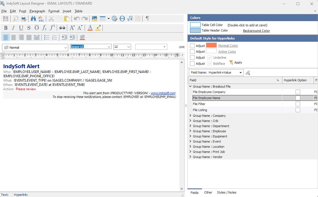 Example Email Layout
