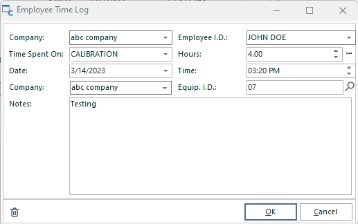 Employee Time Log Dialog