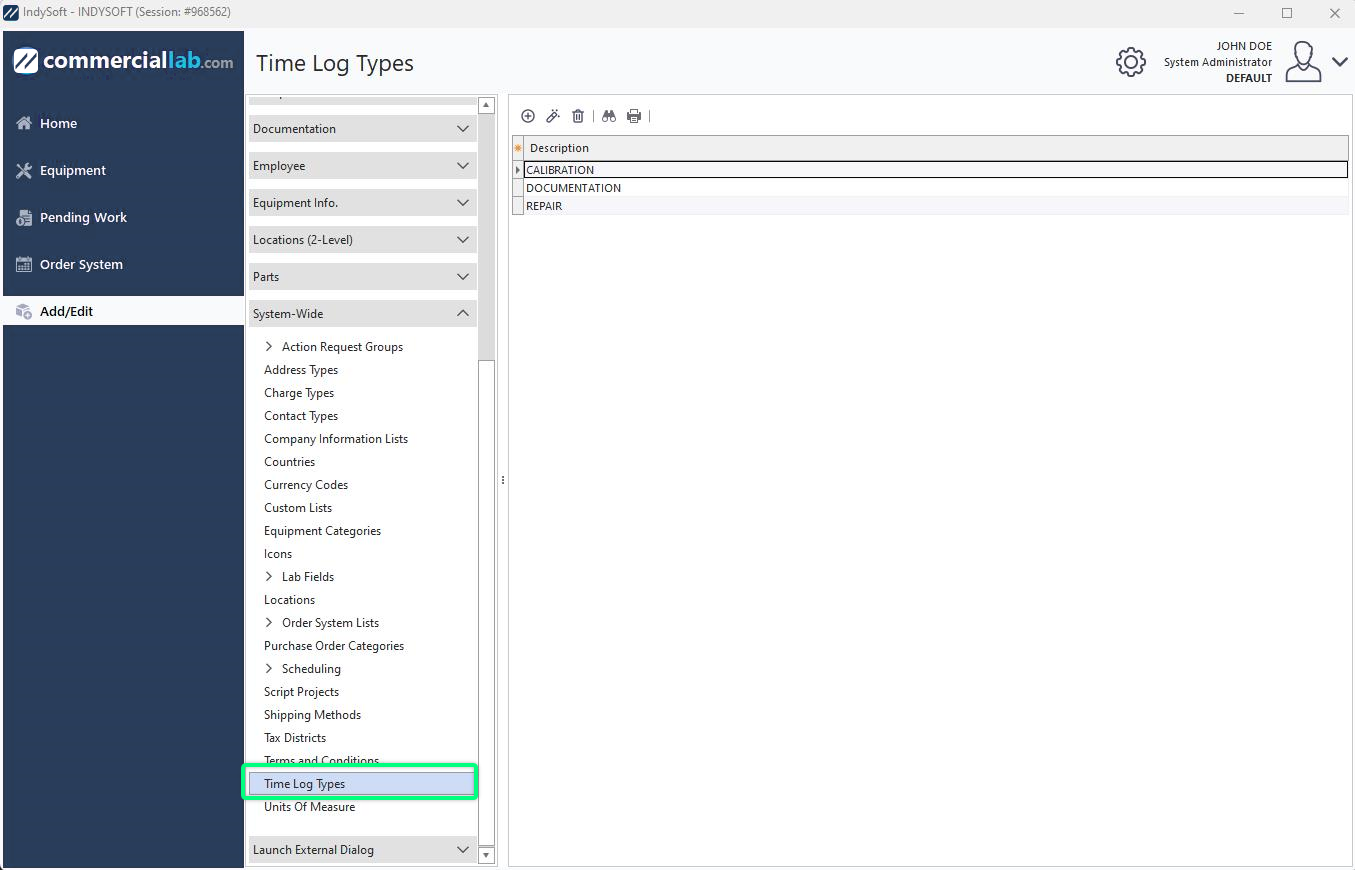 Add/Edit Time Log Types