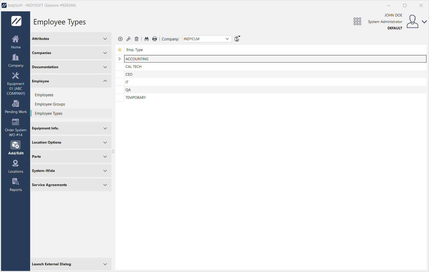 Add/Edit Employee Types