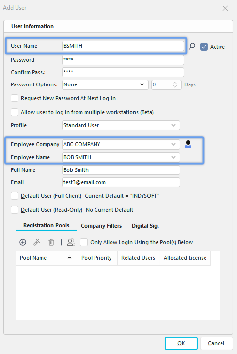 Employee List Dropdown when Adding a User