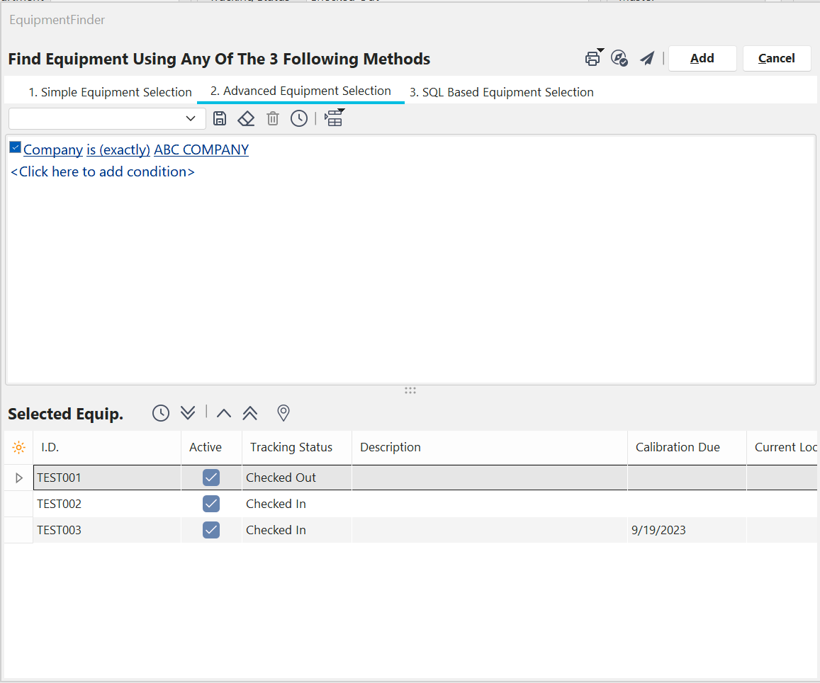 Equipment Company Transfer - Select Equip to Transfer (EquipmentFinder)