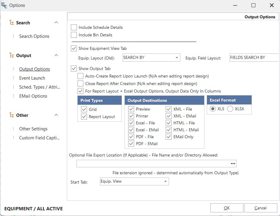 Additional Options - Output Options