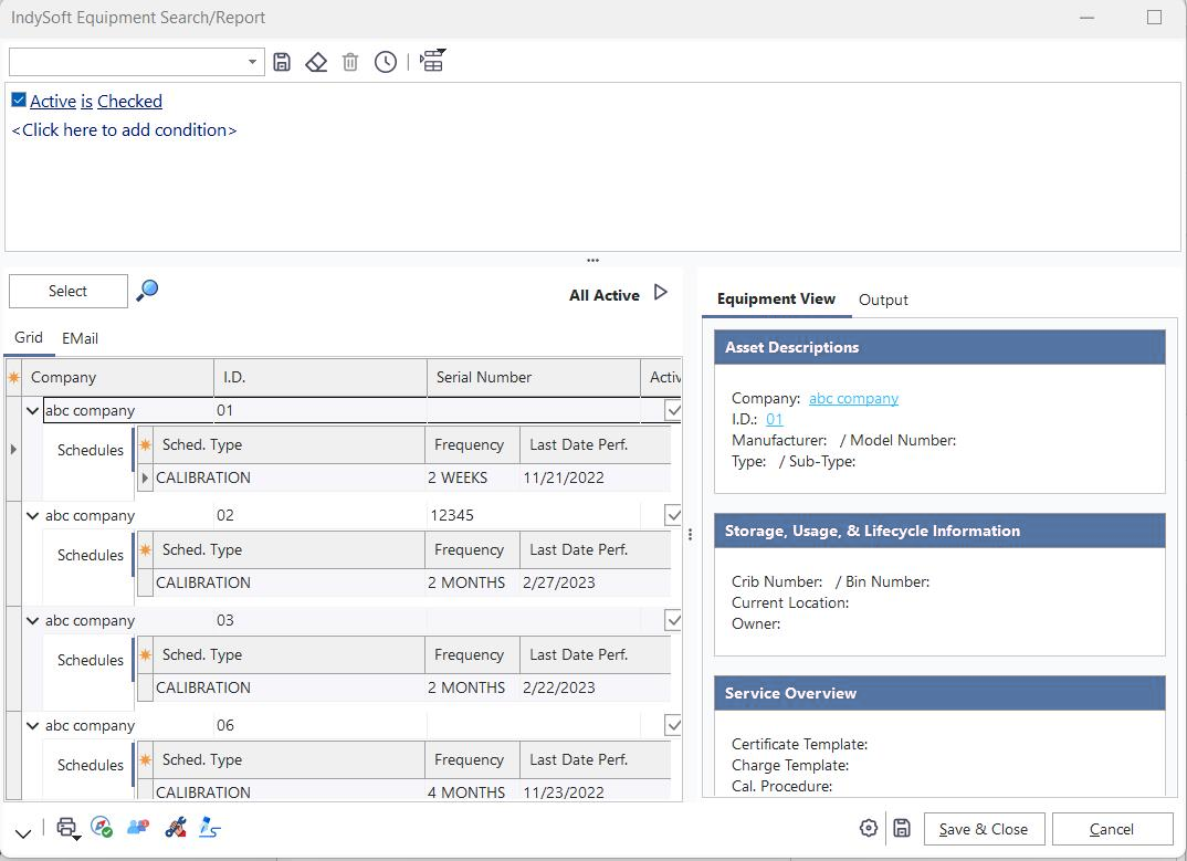 Example of Include Schedule Details