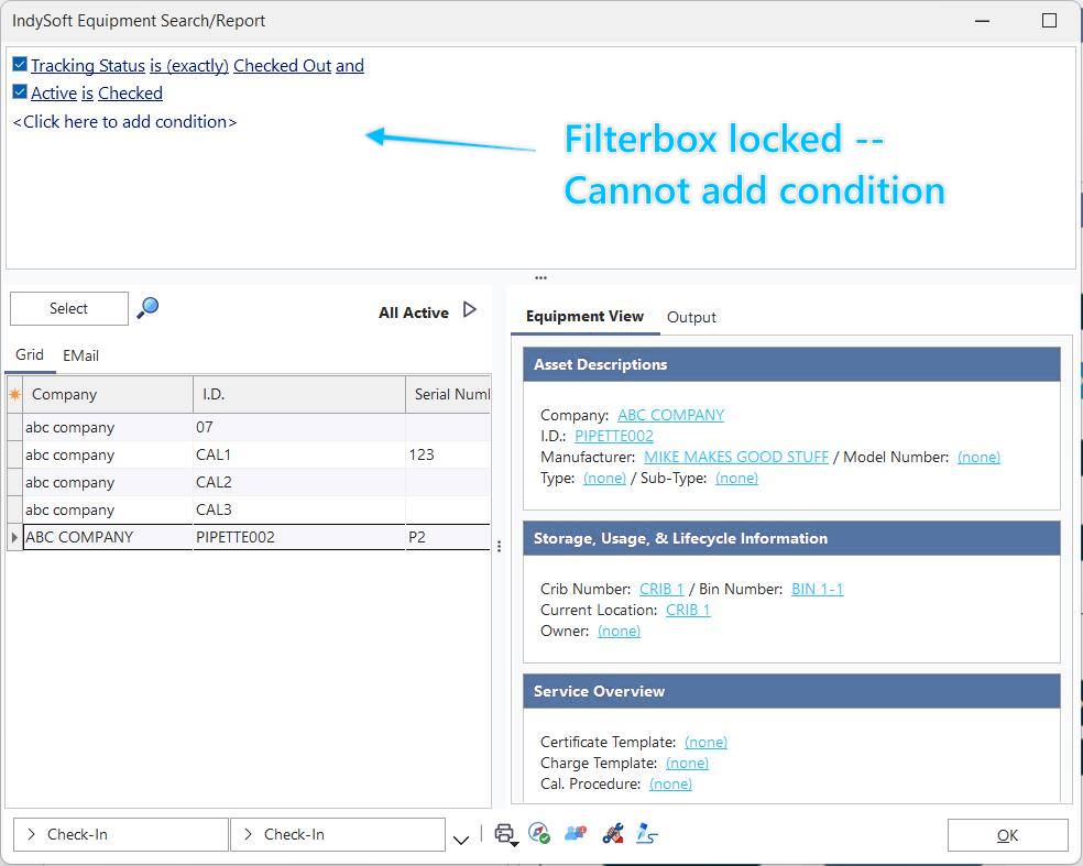 Example - Locked Advanced Filterbox