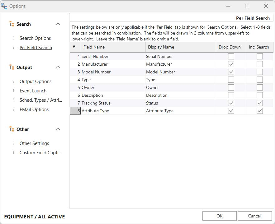 Additional Options - Per Field