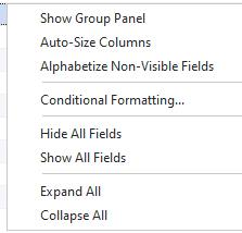 Equipment Results - Right-Mouse Click Options