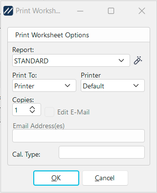 Print Worksheets Dialog