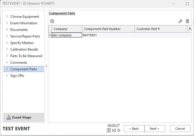 Event Steps - Component Parts