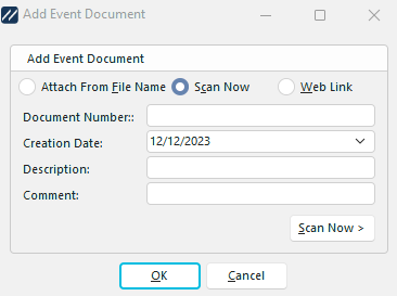 Scan Event Doc Dialog