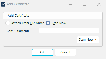 Scan Certificate Dialog