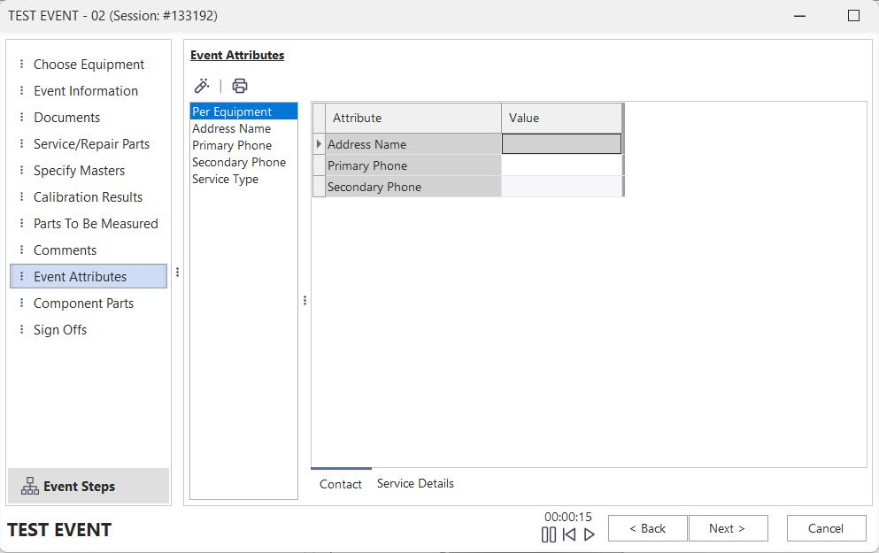 Event Attributes Step