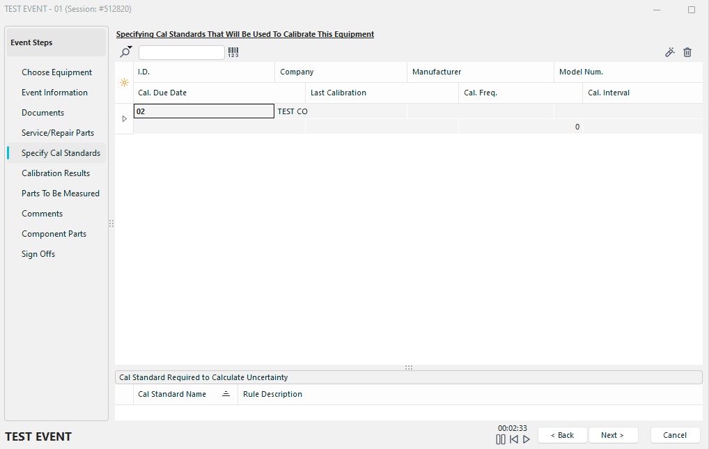 Event Step - Specify Masters