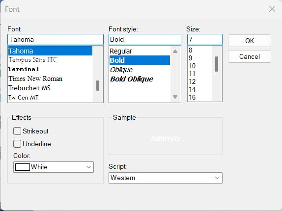 Font Options Dialog