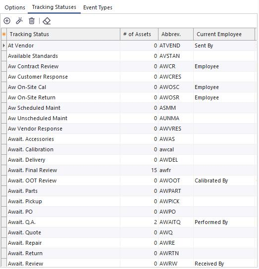Tracking Status Tab