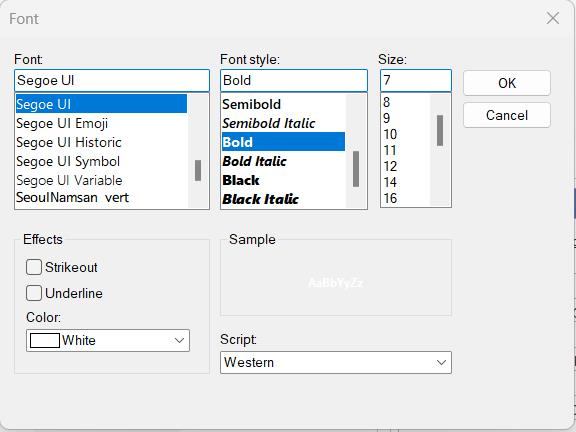 Font Options Dialog