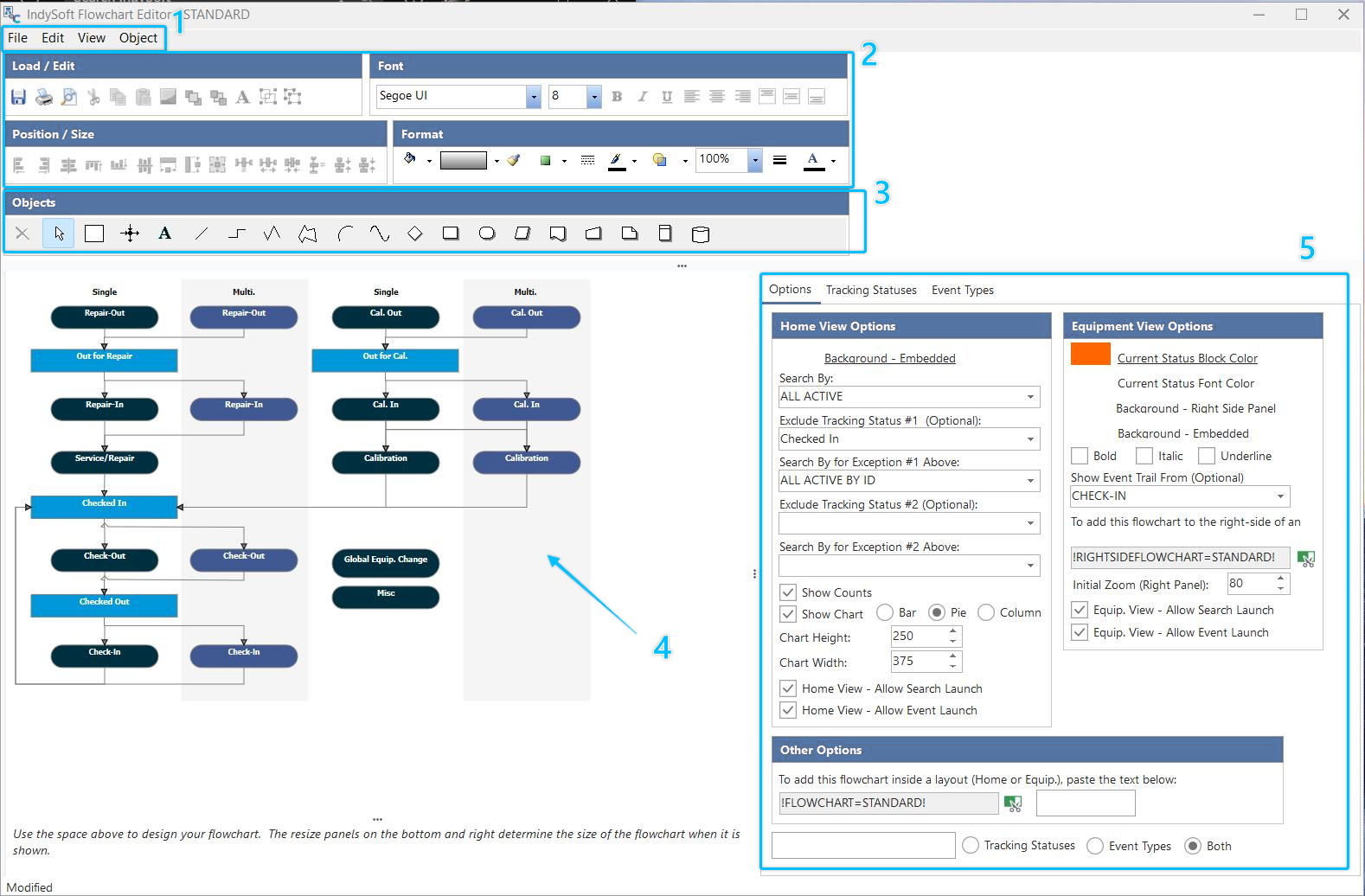 Flowchart Editor - Main Sections