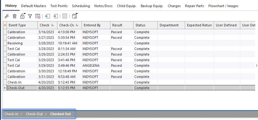 Example - Event Trail - Placement on Equipment View
