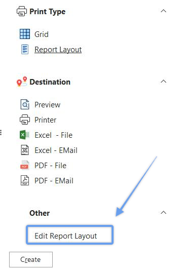 Edit Report Layout Hyperlink
