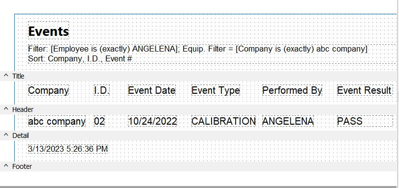 Example Report Design