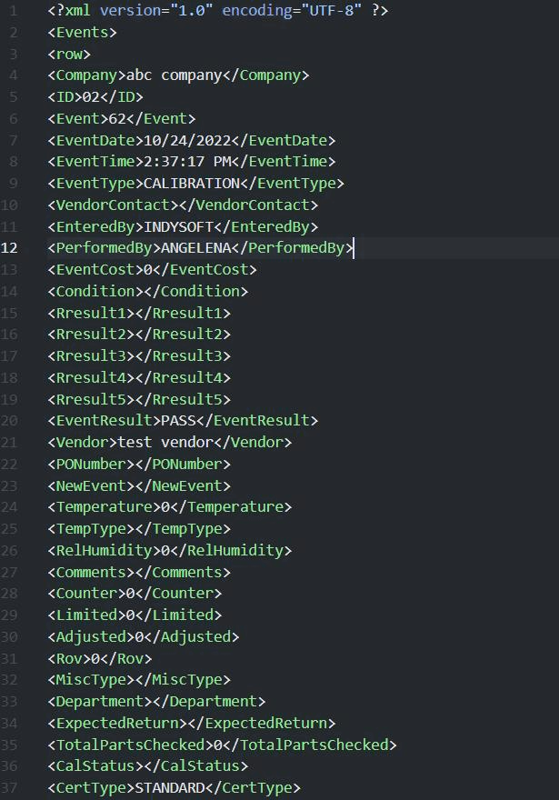 Example - XML Output