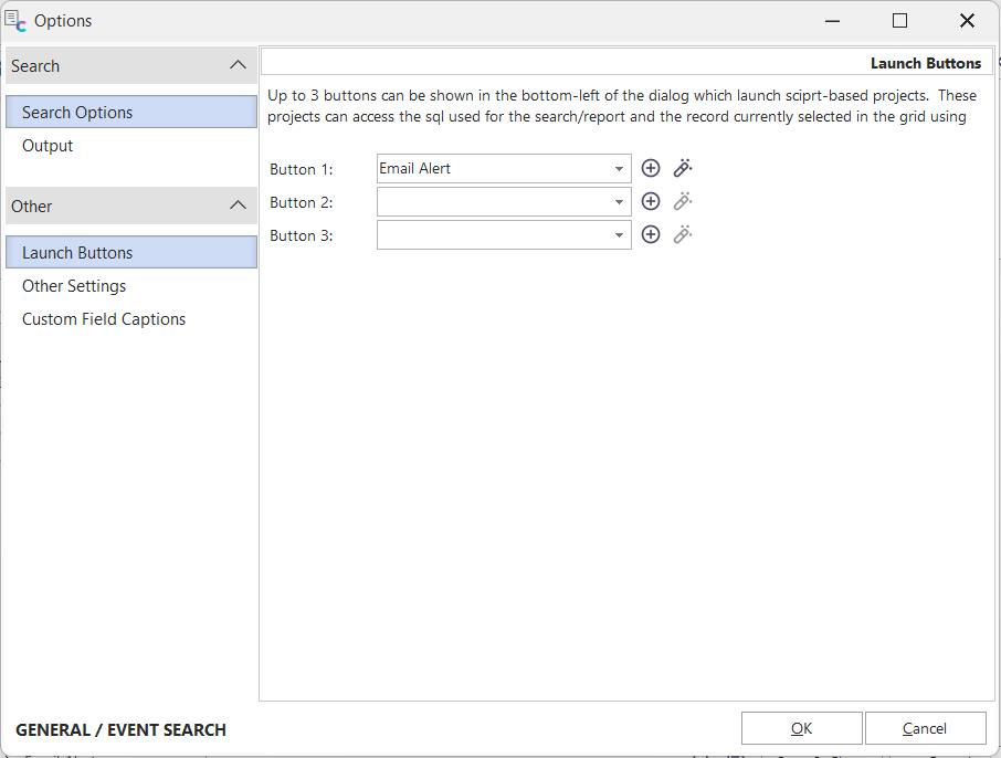 Additional Options - Launch Buttons