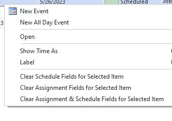 Grid View Right-Mouse Click Options