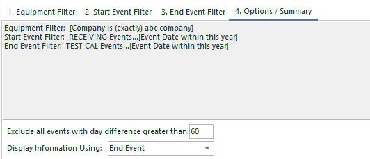 History Time Difference - Step 4. Options / Summary