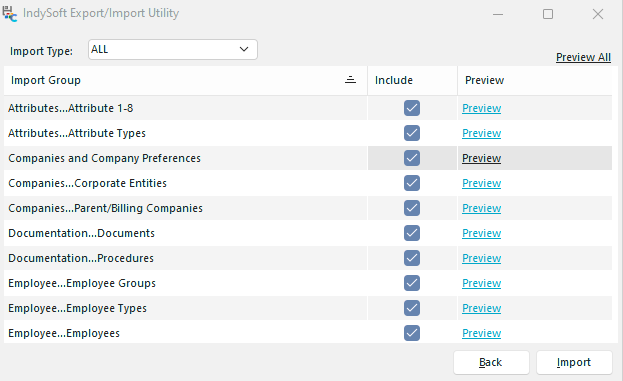 IndySoft Export/Import Module - Import Options