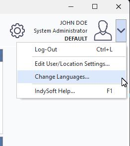 Dashboard Main Screen - Change Language