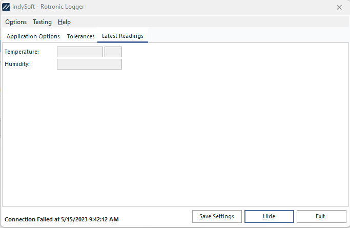 HygroFlex Logger - Latest Readings