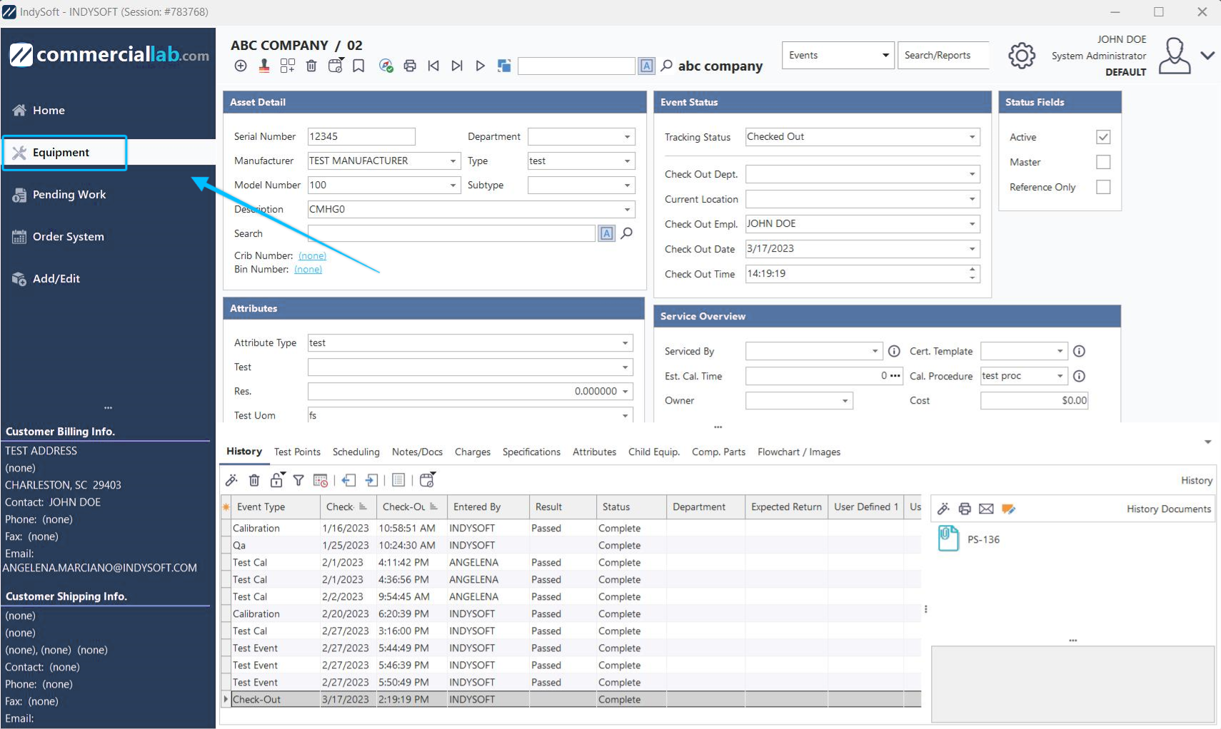 Example - Equipment View