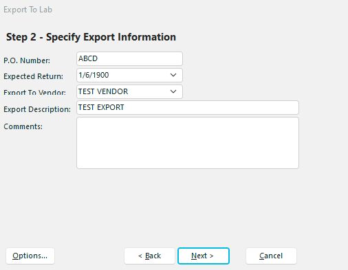 Specify Export Information