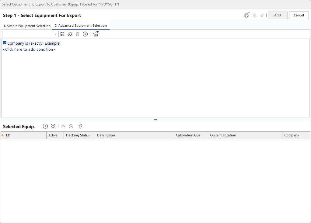 Select Equipment To Export To Customer (Equip 2023-05-01 at 5.01.53 PM. Filtered for INDYSOFT)