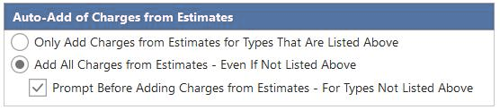 Auto-Add of Charges from Estimates