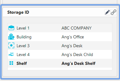 Storage Location for a Piece of Equipment (Dashboard Interface)