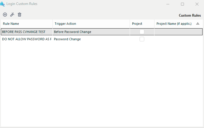 Login Custom Rules Dialog