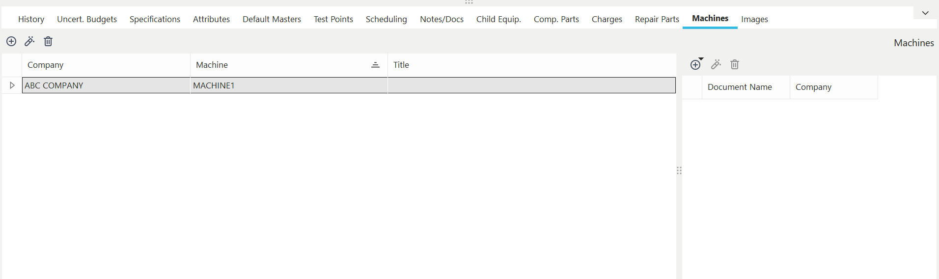 Machines Dialog/Tab