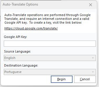 Auto-Translate Options - Google API Input