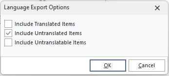 Language Export Options - XML File