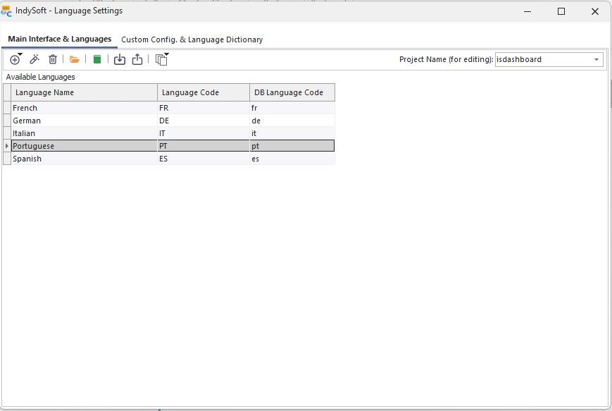Main Interface &amp; Languages Tab