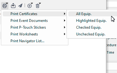 Navigator - Print Options...Print Certificates Menu